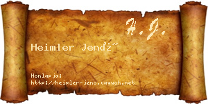 Heimler Jenő névjegykártya