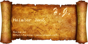 Heimler Jenő névjegykártya